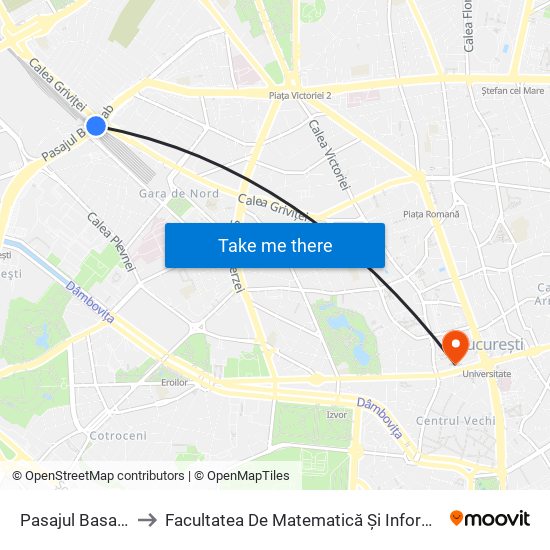 Pasajul Basarab to Facultatea De Matematică Și Informatică map