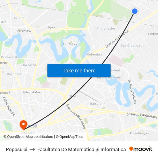 Popasului to Facultatea De Matematică Și Informatică map