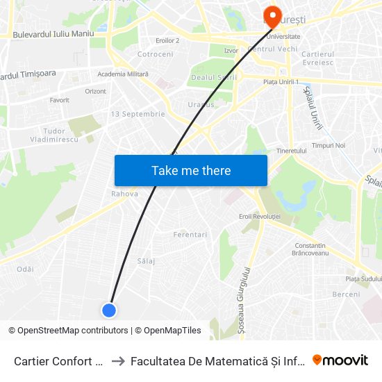 Cartier Confort Urban to Facultatea De Matematică Și Informatică map