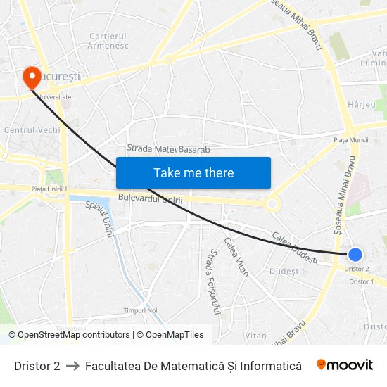 Dristor 2 to Facultatea De Matematică Și Informatică map