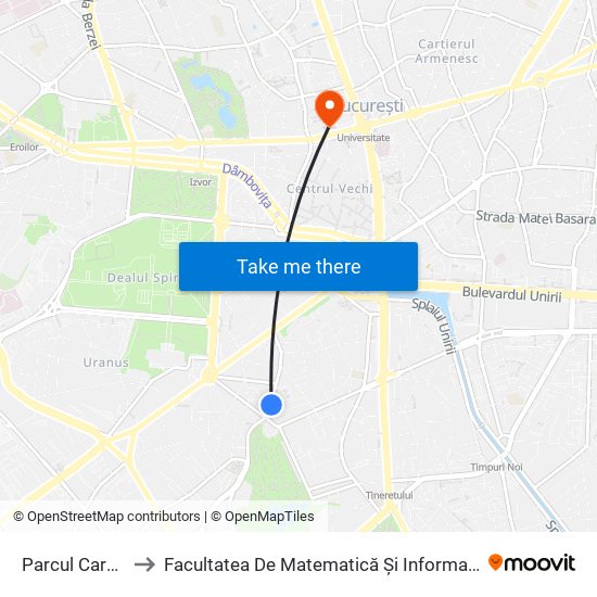 Parcul Carol I to Facultatea De Matematică Și Informatică map