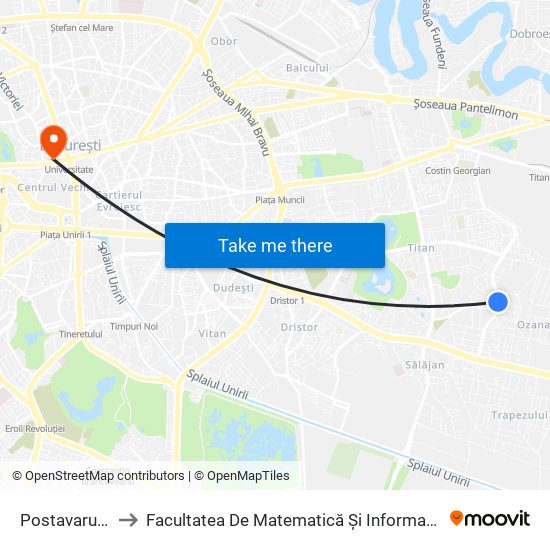 Postavarului to Facultatea De Matematică Și Informatică map