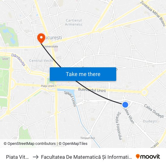 Piata Vitan to Facultatea De Matematică Și Informatică map