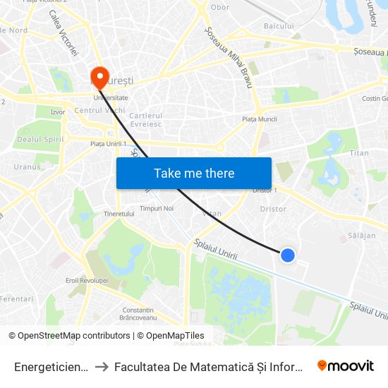 Energeticienilor to Facultatea De Matematică Și Informatică map