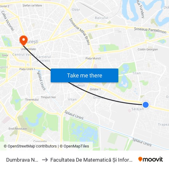 Dumbrava Noua to Facultatea De Matematică Și Informatică map