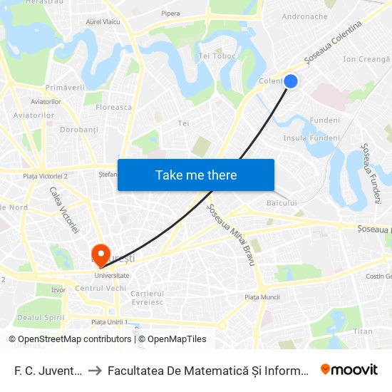 F. C. Juventus to Facultatea De Matematică Și Informatică map