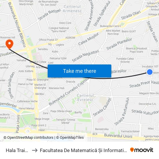 Hala Traian to Facultatea De Matematică Și Informatică map