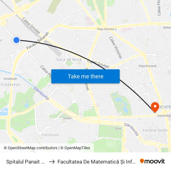 Spitalul Panait Sarbu to Facultatea De Matematică Și Informatică map