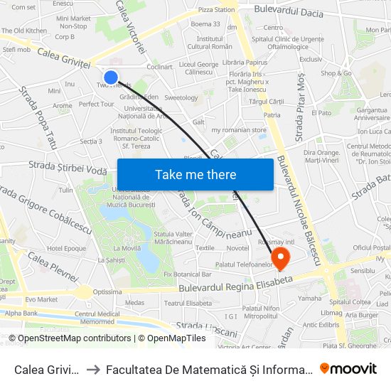 Calea Grivitei to Facultatea De Matematică Și Informatică map