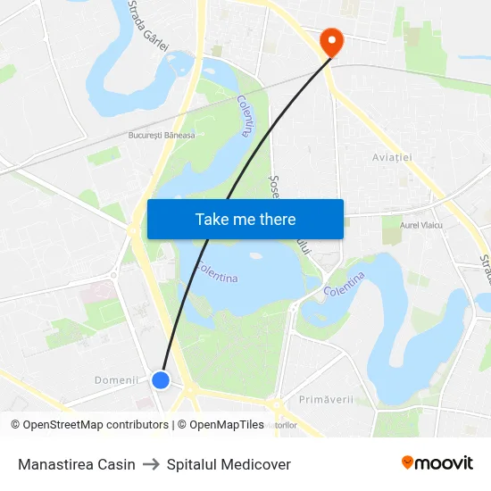 Manastirea Casin to Spitalul Medicover map