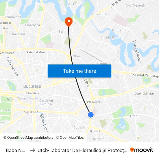 Baba Novac to Utcb-Laborator De Hidraulică Și Protecția Mediului map