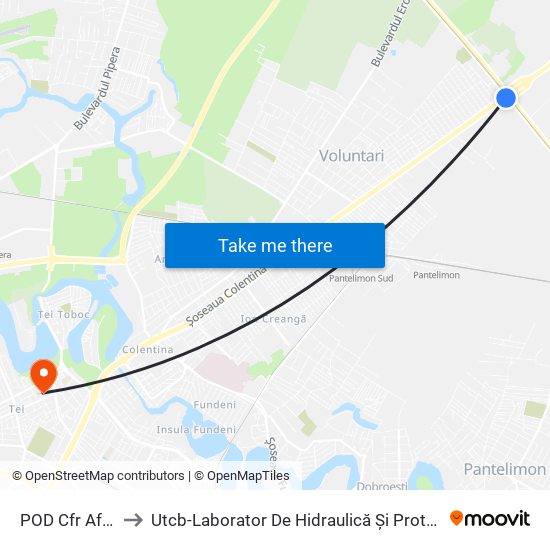 POD Cfr Afumati to Utcb-Laborator De Hidraulică Și Protecția Mediului map