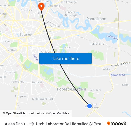 Aleea Danubiana to Utcb-Laborator De Hidraulică Și Protecția Mediului map