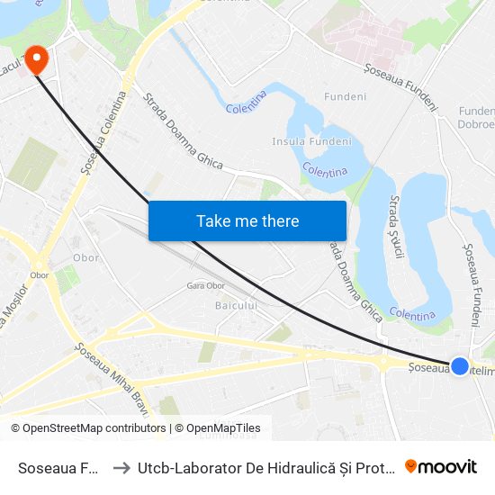 Soseaua Fundeni to Utcb-Laborator De Hidraulică Și Protecția Mediului map