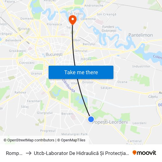 Romprim to Utcb-Laborator De Hidraulică Și Protecția Mediului map