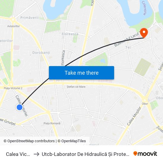 Calea Victoriei to Utcb-Laborator De Hidraulică Și Protecția Mediului map