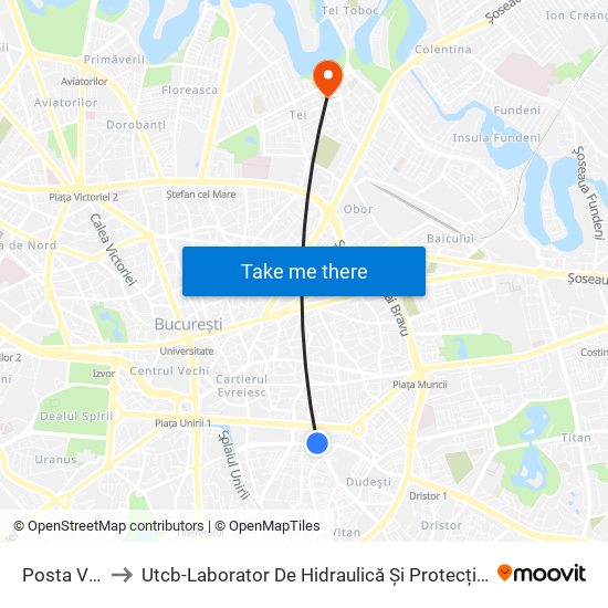 Posta Vitan to Utcb-Laborator De Hidraulică Și Protecția Mediului map
