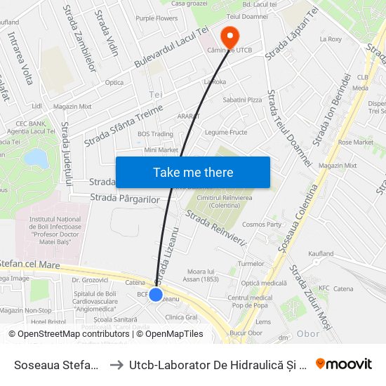 Soseaua Stefan Cel Mare to Utcb-Laborator De Hidraulică Și Protecția Mediului map