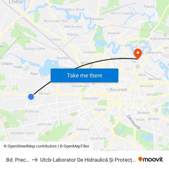 Bd. Preciziei to Utcb-Laborator De Hidraulică Și Protecția Mediului map