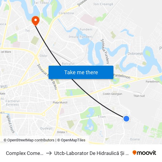 Complex Comercial Titan to Utcb-Laborator De Hidraulică Și Protecția Mediului map