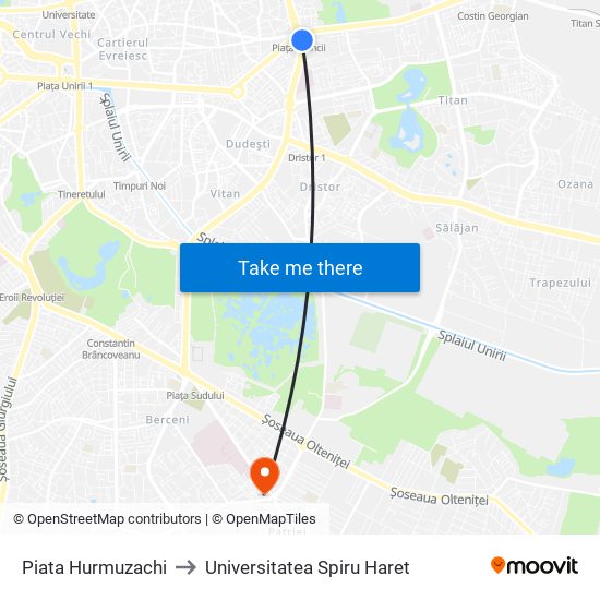 Piata Hurmuzachi to Universitatea Spiru Haret map