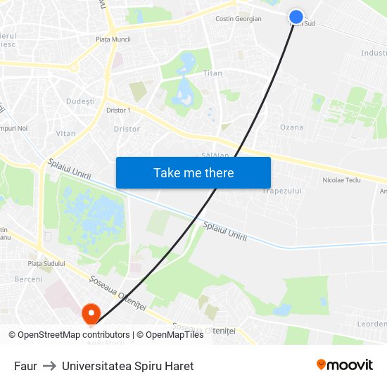 Faur to Universitatea Spiru Haret map