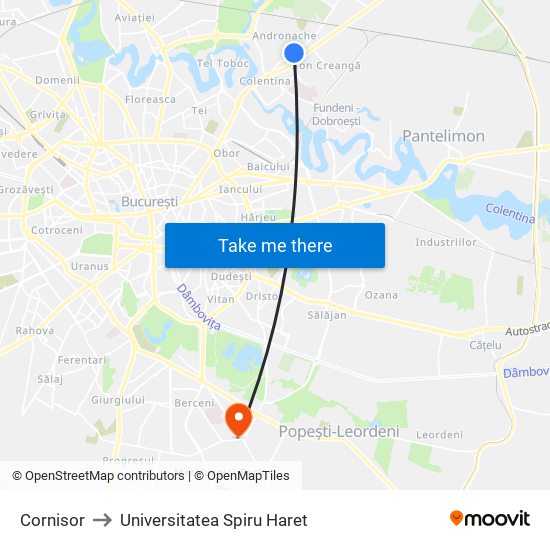 Cornisor to Universitatea Spiru Haret map