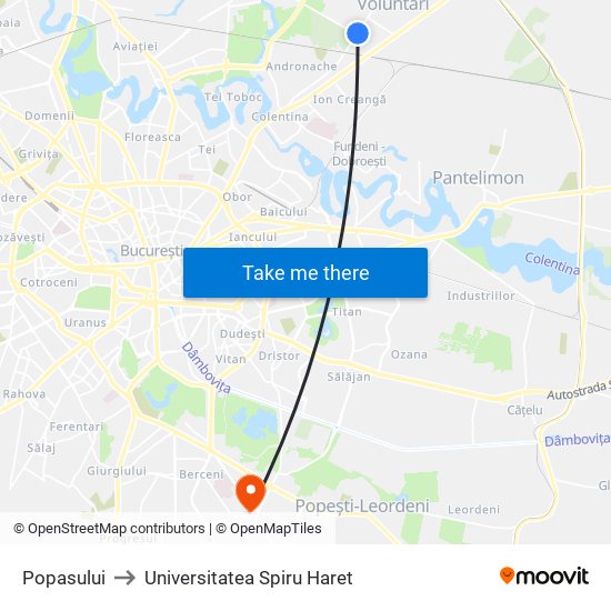 Popasului to Universitatea Spiru Haret map