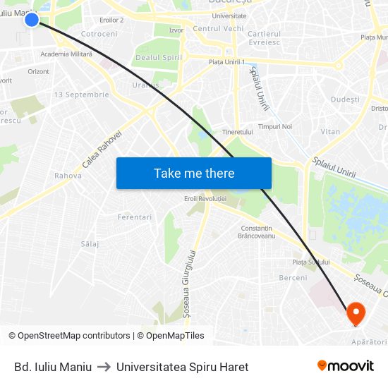 Bd. Iuliu Maniu to Universitatea Spiru Haret map