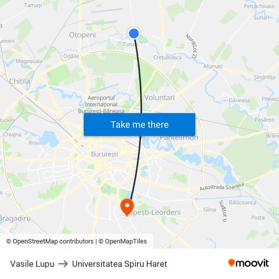 Vasile Lupu to Universitatea Spiru Haret map