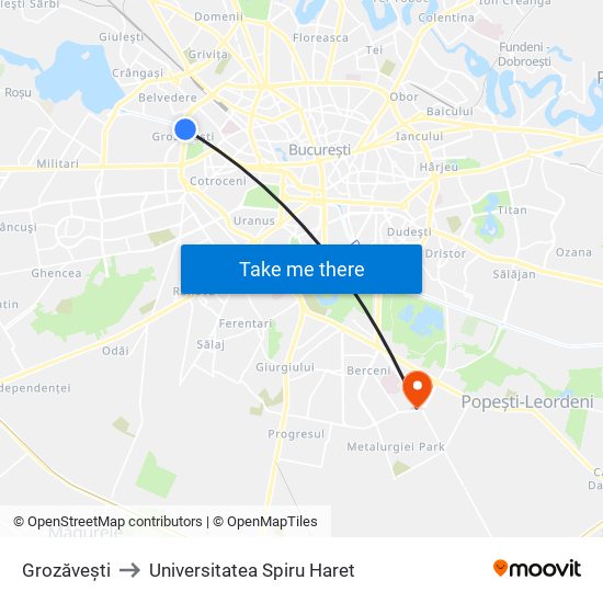 Grozăvești to Universitatea Spiru Haret map