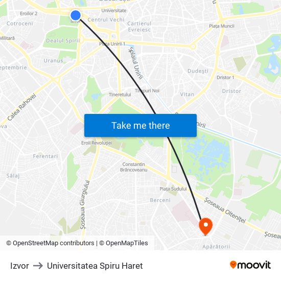 Izvor to Universitatea Spiru Haret map