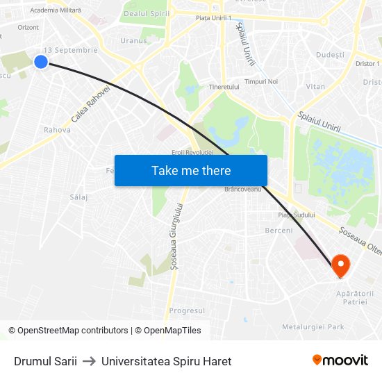 Drumul Sarii to Universitatea Spiru Haret map