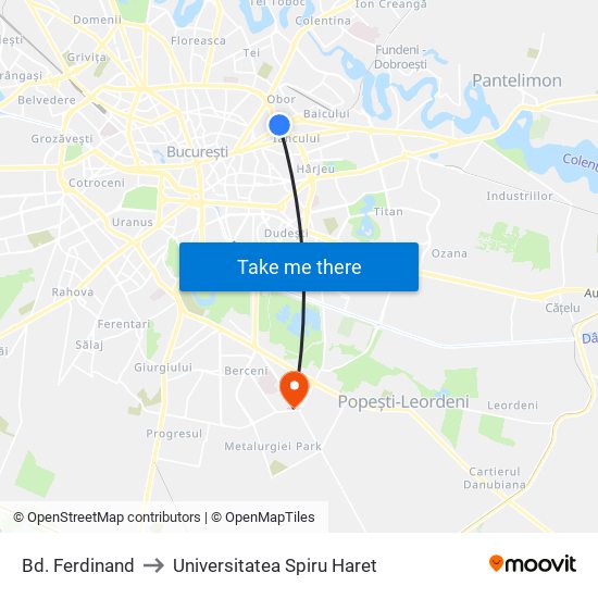 Bd. Ferdinand to Universitatea Spiru Haret map