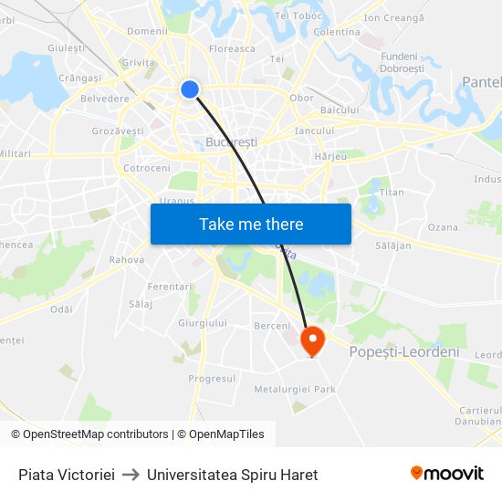 Piata Victoriei to Universitatea Spiru Haret map