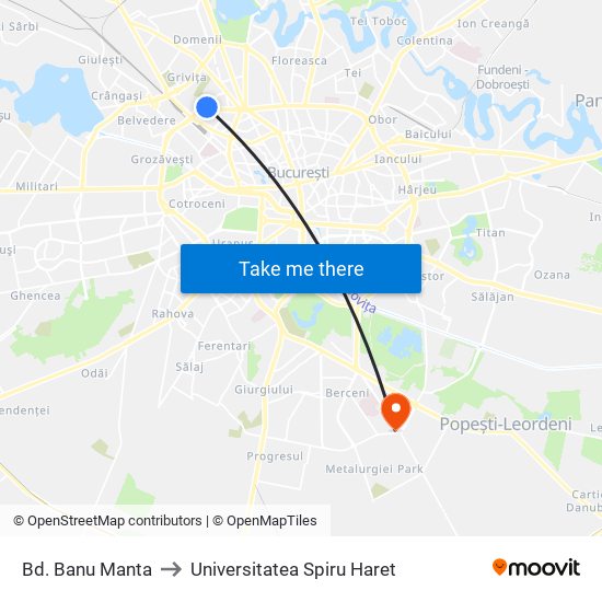 Bd. Banu Manta to Universitatea Spiru Haret map