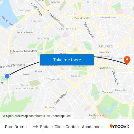 Parc Drumul Taberei to Spitalul Clinic Caritas - Academician ""Nicolae Cajal"" map