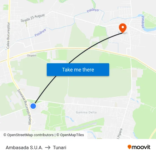 Ambasada S.U.A. to Tunari map