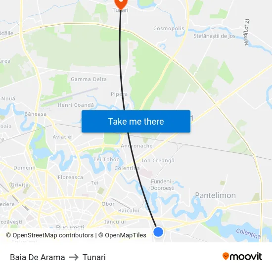 Baia De Arama to Tunari map