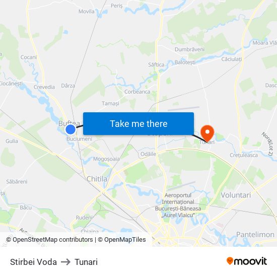 Stirbei Voda to Tunari map