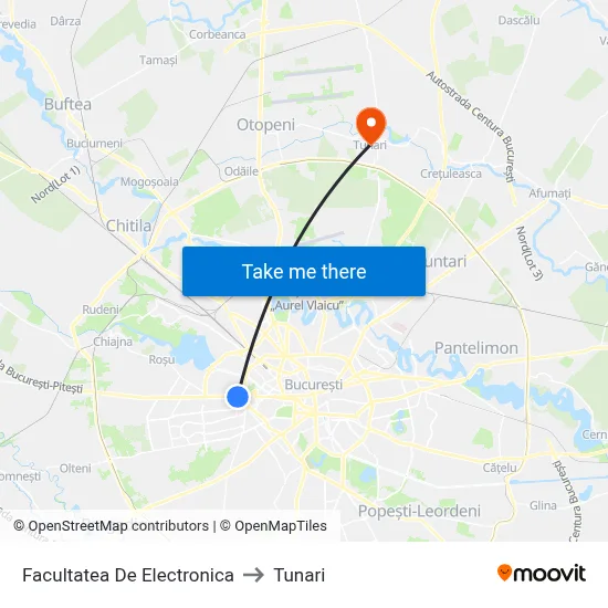 Facultatea De Electronica to Tunari map