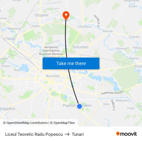 Liceul Teoretic Radu Popescu to Tunari map