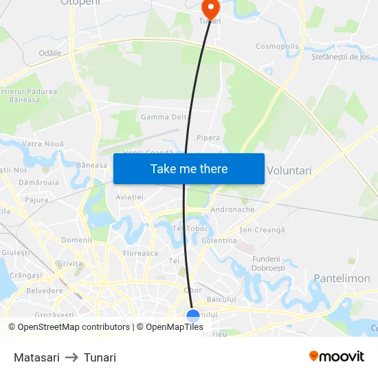 Matasari to Tunari map