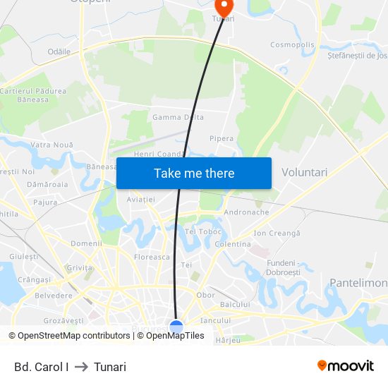 Bd. Carol I to Tunari map