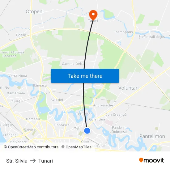 Str. Silvia to Tunari map
