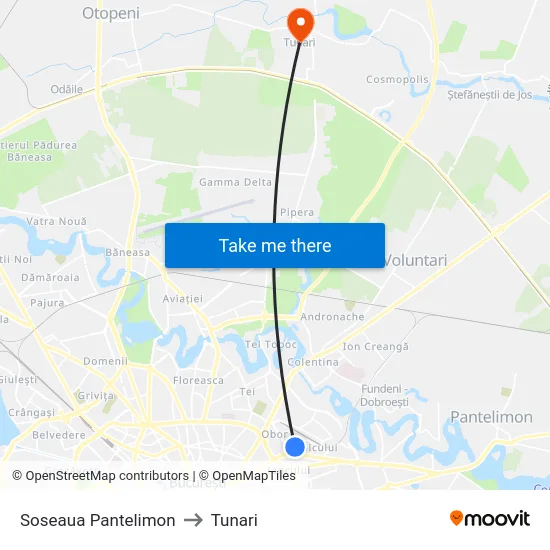 Soseaua Pantelimon to Tunari map
