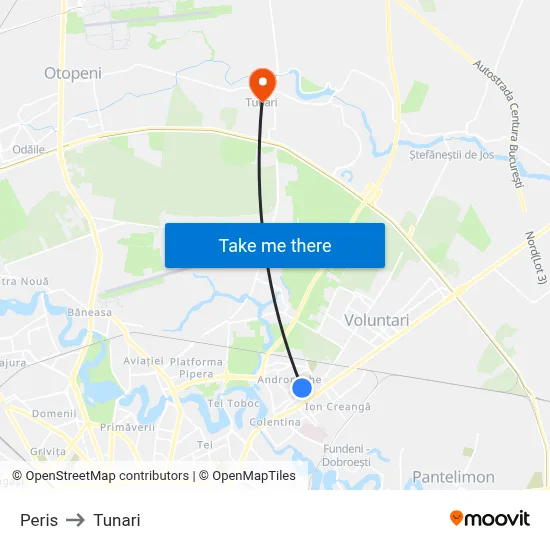 Peris to Tunari map