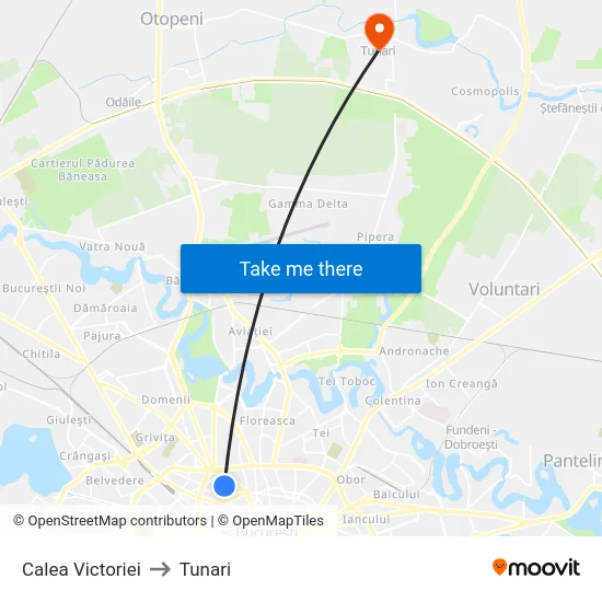 Calea Victoriei to Tunari map