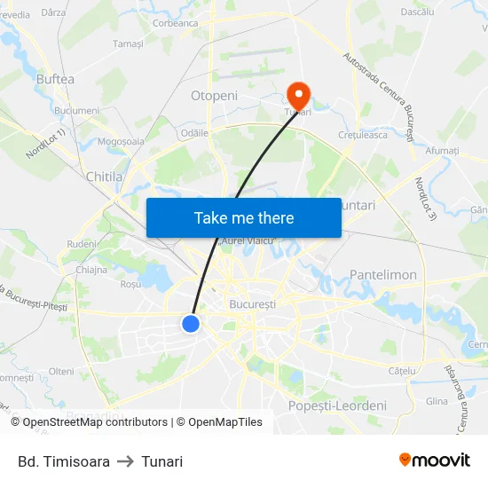 Bd. Timisoara to Tunari map