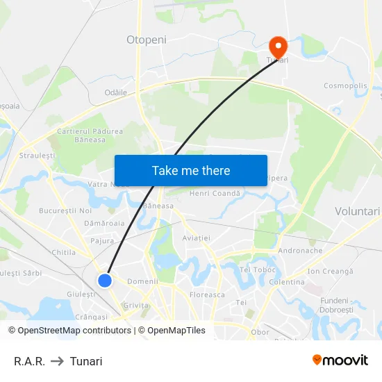 R.A.R. to Tunari map